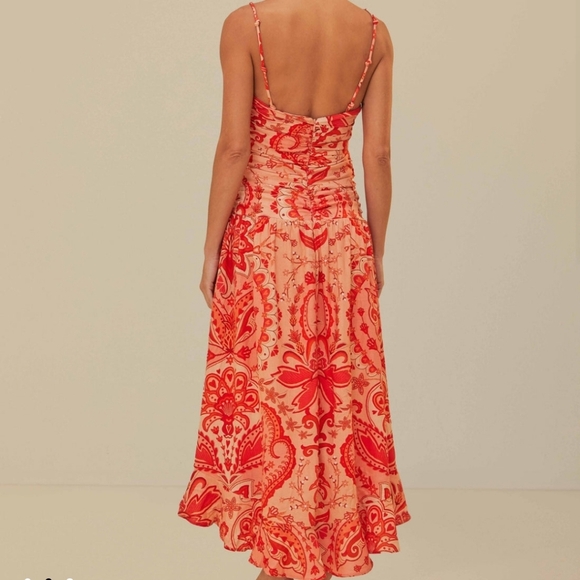 Farm Rio Jaipur Crossed Over Maxi Floral Red Maxi Dress Cruise Resort Wear XL - Picture 4 of 10